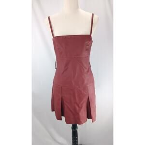 Free People size 8 vegan red leather spaghetti strap mini dress